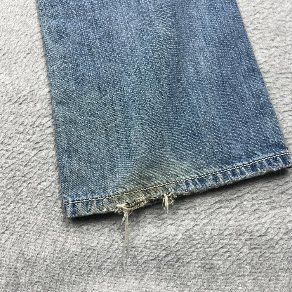 Affliction Grant Jeans Mens 34* Blue Embroidered Cross Pockets Straight Leg